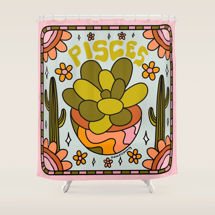 Pisces Cactus Shower Curtain Gallery Image 1