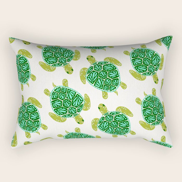 Sea Turtle - Green Palette Rectangular Pillow Gallery Image 2