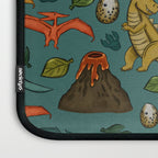 Dinosaurs, Jurassic Art, Volcanos and T-Rex, Dino Print, Dark Blue Laptop Sleeve Gallery Image 3