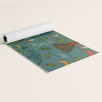 Dinosaurs, Jurassic Art, Volcanos and T-Rex, Dino Print, Dark Blue Yoga Mat Gallery Image 2