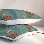 Dinosaurs, Jurassic Art, Volcanos and T-Rex, Dino Print, Dark Blue Pillow Sham Gallery Image 3