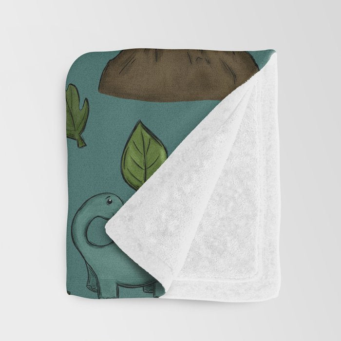 Dinosaurs, Jurassic Art, Volcanos and T-Rex, Dino Print, Dark Blue Throw Blanket Gallery Image 3