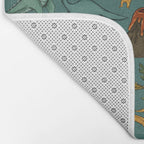 Dinosaurs, Jurassic Art, Volcanos and T-Rex, Dino Print, Dark Blue Bath Mat Gallery Image 2