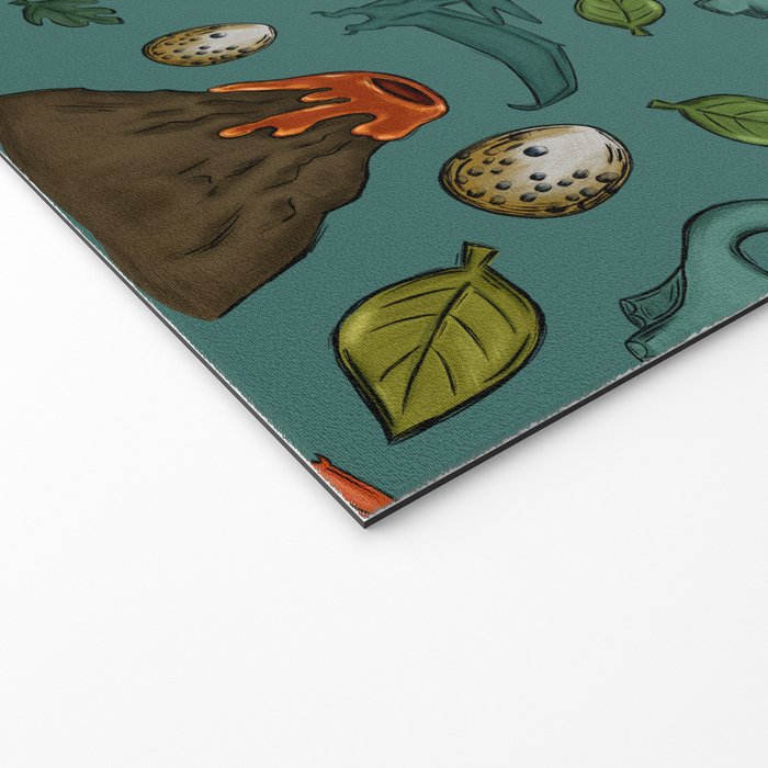Dinosaurs, Jurassic Art, Volcanos and T-Rex, Dino Print, Dark Blue Welcome Mat Gallery Image 2