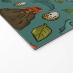 Dinosaurs, Jurassic Art, Volcanos and T-Rex, Dino Print, Dark Blue Welcome Mat Gallery Image 2