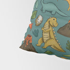 Dinosaurs, Jurassic Art, Volcanos and T-Rex, Dino Print, Dark Blue Pillow Sham Gallery Image 4