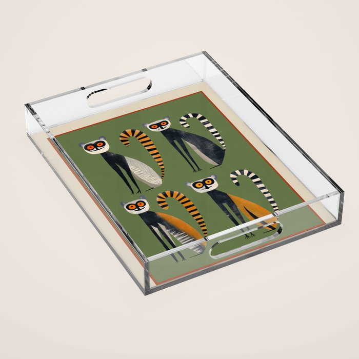Striped Lemurs Acrylic Tray Gallery Image 1