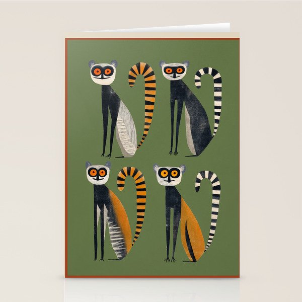 Striped Lemurs Stationery Card Gallery Image 1
