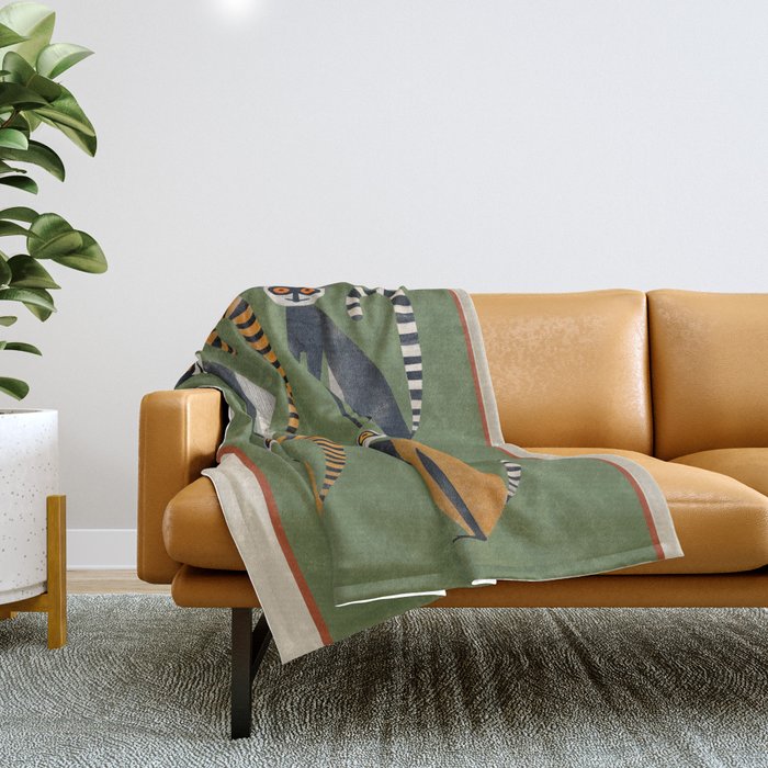 Striped Lemurs Throw Blanket Gallery Image 1