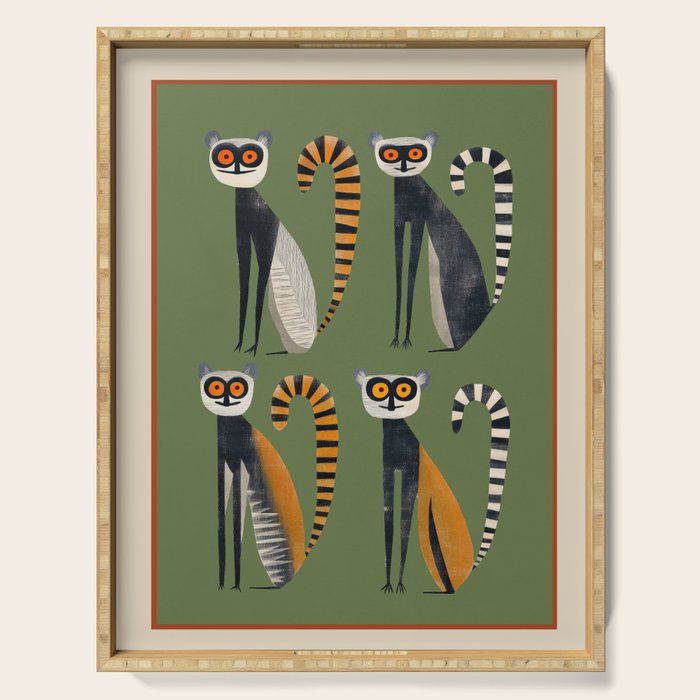 Striped Lemurs Serving Tray Gallery Image 1