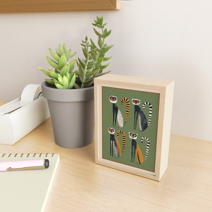 Striped Lemurs Mini Art Print Gallery Image 2