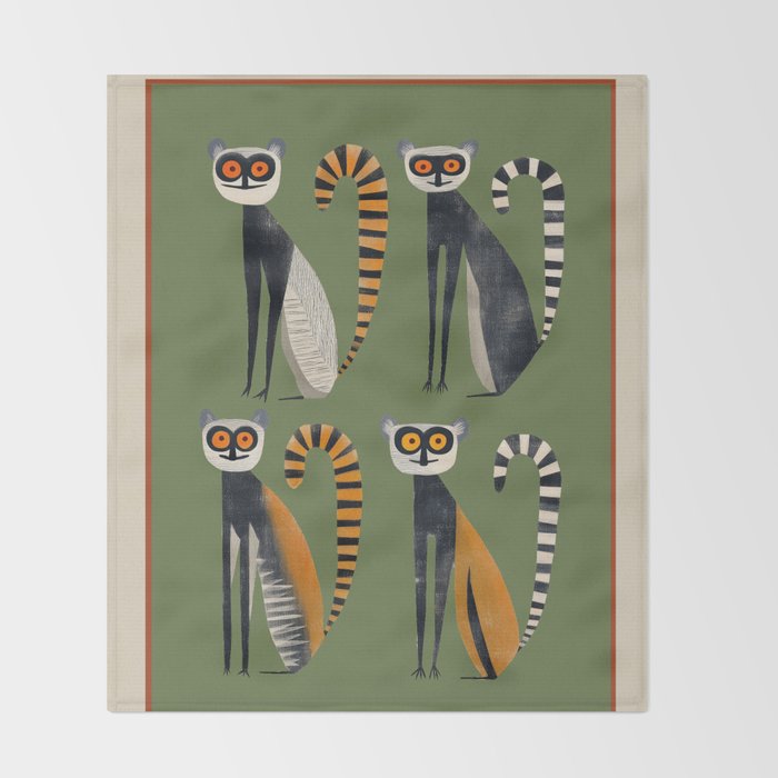 Striped Lemurs Throw Blanket Gallery Image 2