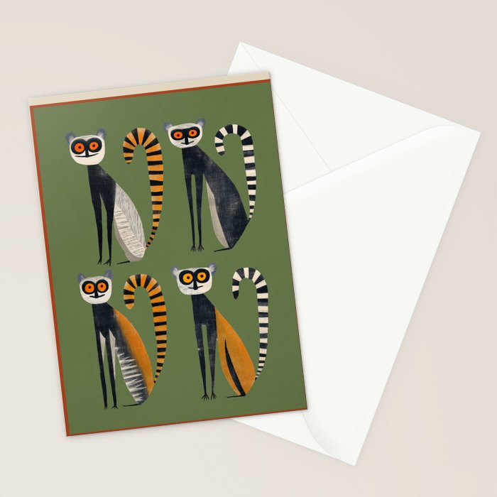 Striped Lemurs Stationery Card Gallery Image 2