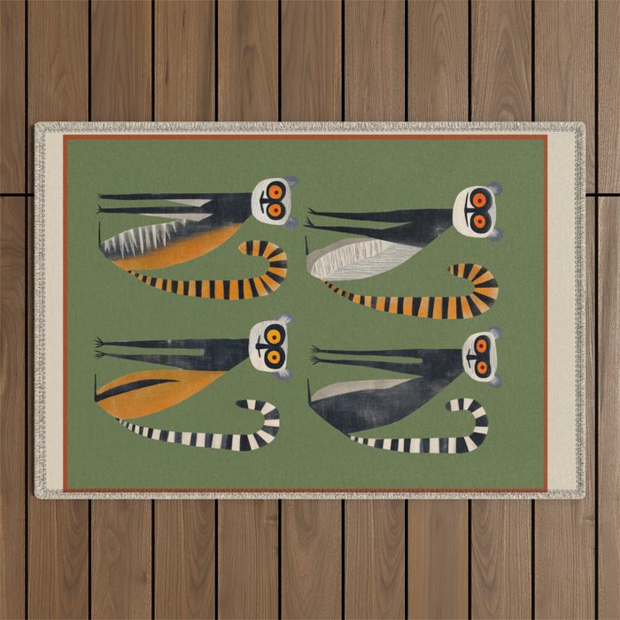 Striped Lemurs Outdoor Rug Gallery Image 1