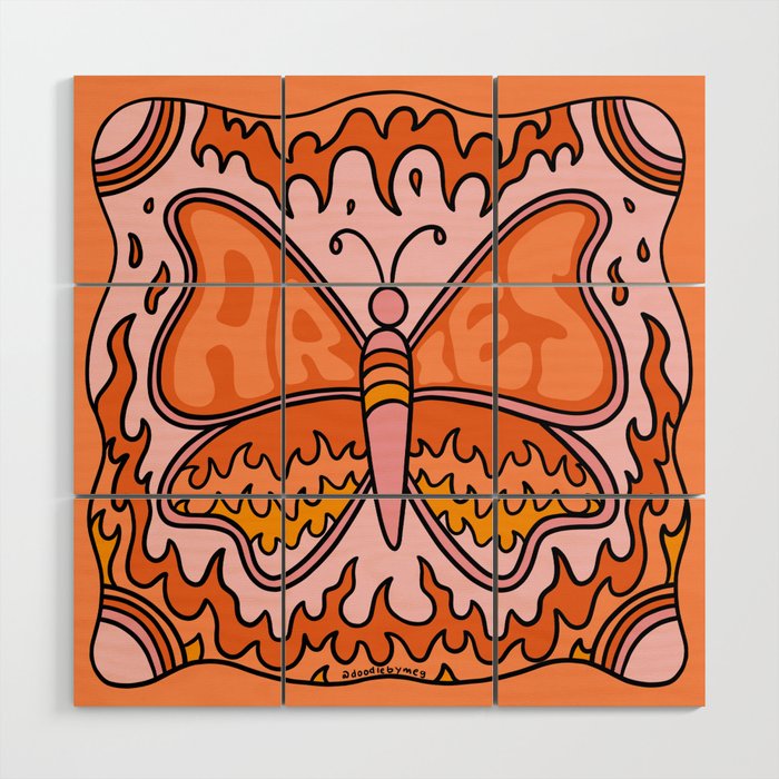 Aries Butterfly Wood Wall Art Gallery Image 1