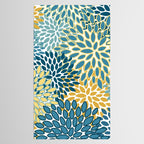 Modern Floral Prints, Teal and Yellow Tablecloth Gallery Image 2