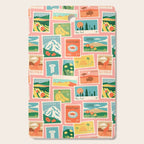Vintage world travel postage stamp sticker pattern Cutting Board Gallery Image 1
