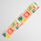 Vintage world travel postage stamp sticker pattern Table Runner Gallery Image 3