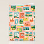Vintage world travel postage stamp sticker pattern Stationery Card Gallery Image 2