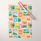 Vintage world travel postage stamp sticker pattern Wrapping Paper Gallery Image 1