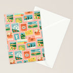 Vintage world travel postage stamp sticker pattern Stationery Card Gallery Image 2