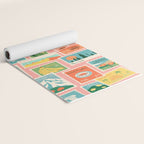 Vintage world travel postage stamp sticker pattern Yoga Mat Gallery Image 2
