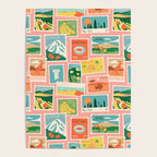 Vintage world travel postage stamp sticker pattern Poster Gallery Image 4