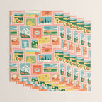 Vintage world travel postage stamp sticker pattern Wrapping Paper Gallery Image 3
