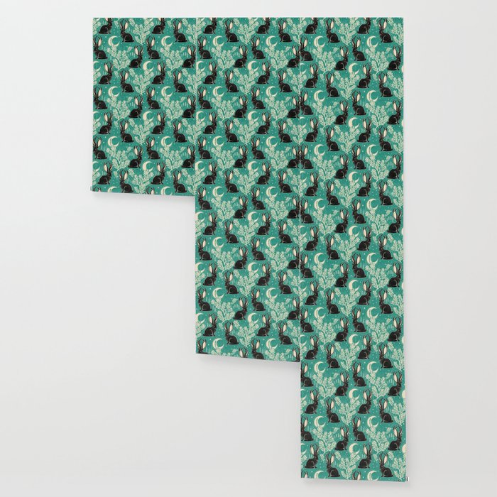 Jackalope - teal & black Wallpaper Gallery Image 3