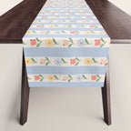 Sweet Floral Stripes - vintage blue Table Runner Gallery Image 1