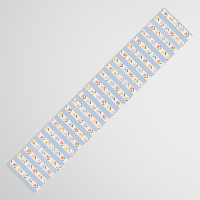 Sweet Floral Stripes - vintage blue Table Runner Gallery Image 3