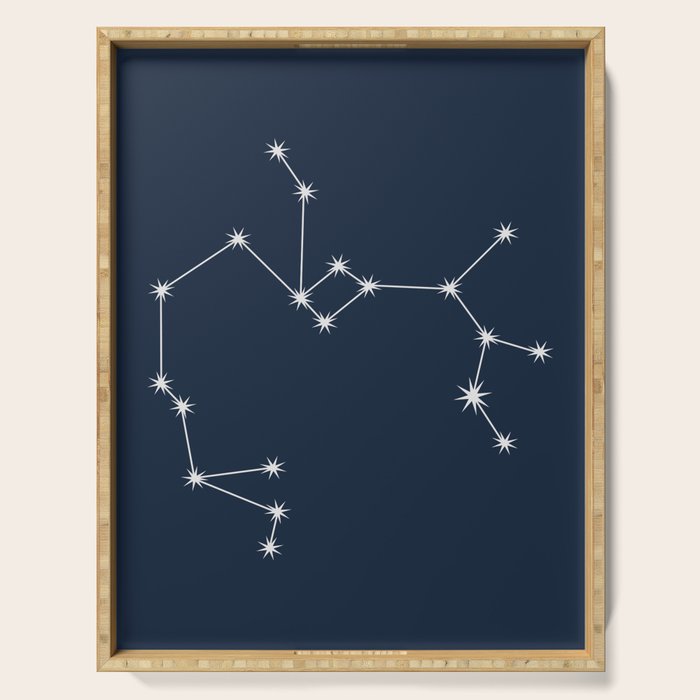 Sagittarius Zodiac Star Constellation Line Art Dark Blue Serving Tray Gallery Image 1