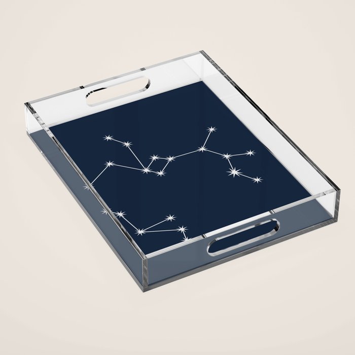 Sagittarius Zodiac Star Constellation Line Art Dark Blue Acrylic Tray Gallery Image 1