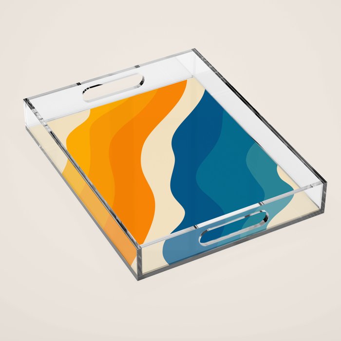 Minimalist abstract waves Acrylic Tray Gallery Image 1