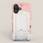Lisbon Door | Pink on white fine art travel photography print | Portugal Europe iPhone Case Gallery Image 1