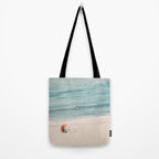 Aerial Orange Beach Umbrella - Ocean - Beach and Sea photography by Ingrid Beddoes Tote Bag Gallery Image 2