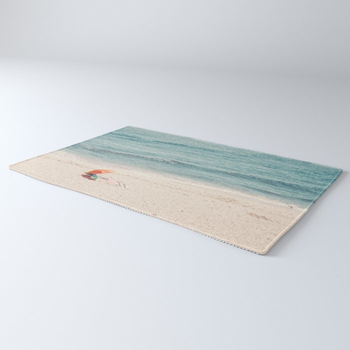 Aerial Orange Beach Umbrella - Ocean - Beach and Sea photography by Ingrid Beddoes Rug Gallery Image 3