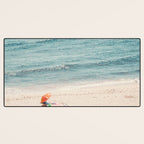 Aerial Orange Beach Umbrella - Ocean - Beach and Sea photography by Ingrid Beddoes Desk Mat Gallery Image 3