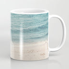 Aerial Orange Beach Umbrella - Ocean - Beach and Sea photography by Ingrid Beddoes Coffee Mug Gallery Image 1