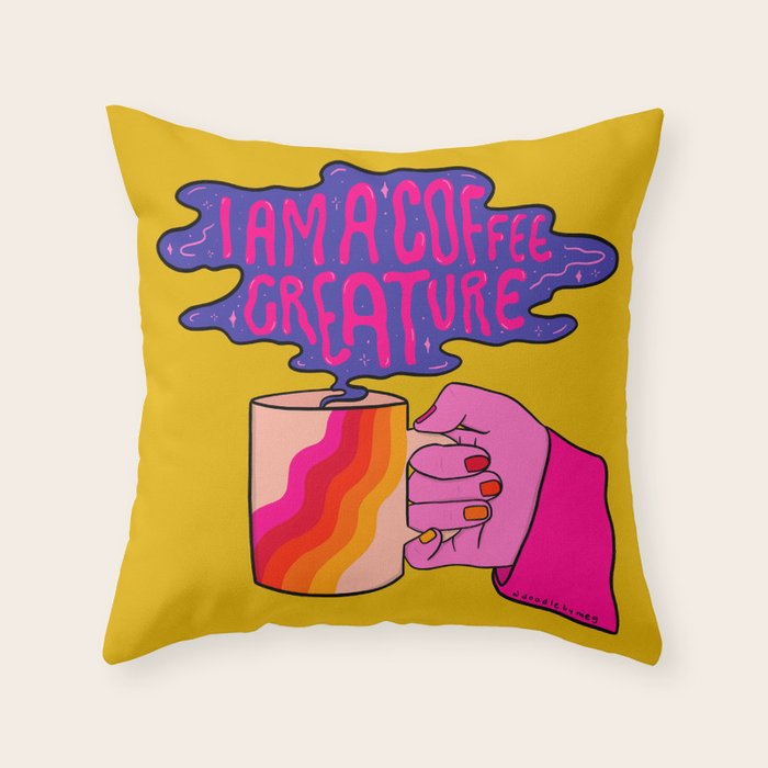 Coffee Creature Throw Pillow Gallery Image 6