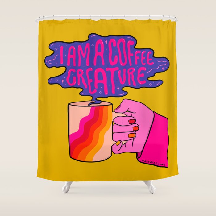 Coffee Creature Shower Curtain Gallery Image 1