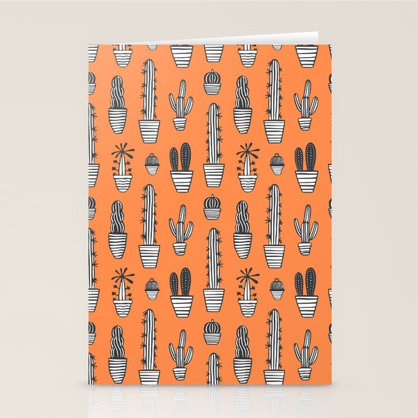 Retro hand drawn cactus plant pattern Stationery Card Gallery Image 1