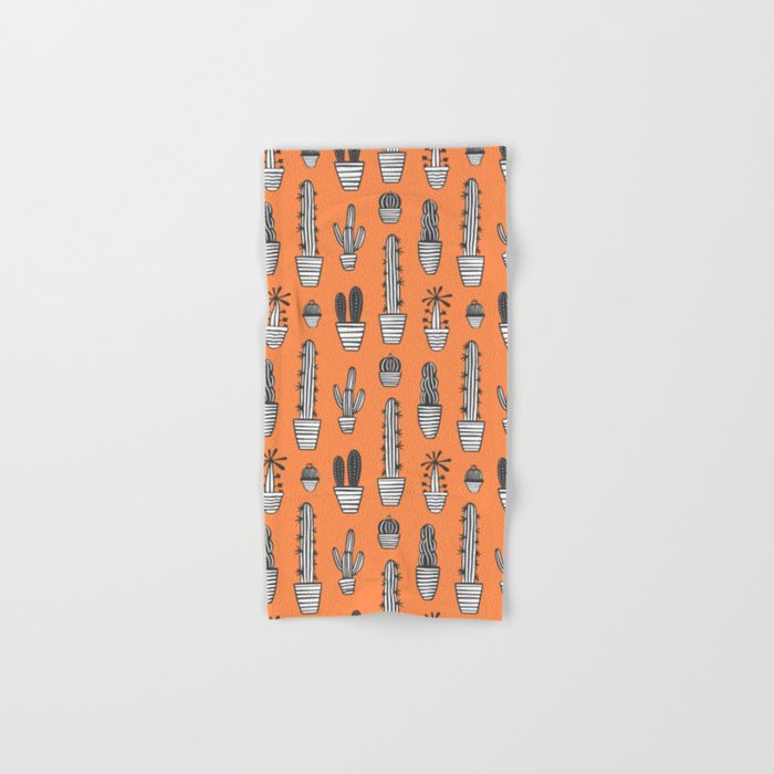 Retro hand drawn cactus plant pattern Bath Towel Gallery Image 1