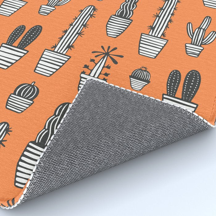 Retro hand drawn cactus plant pattern Rug Gallery Image 4
