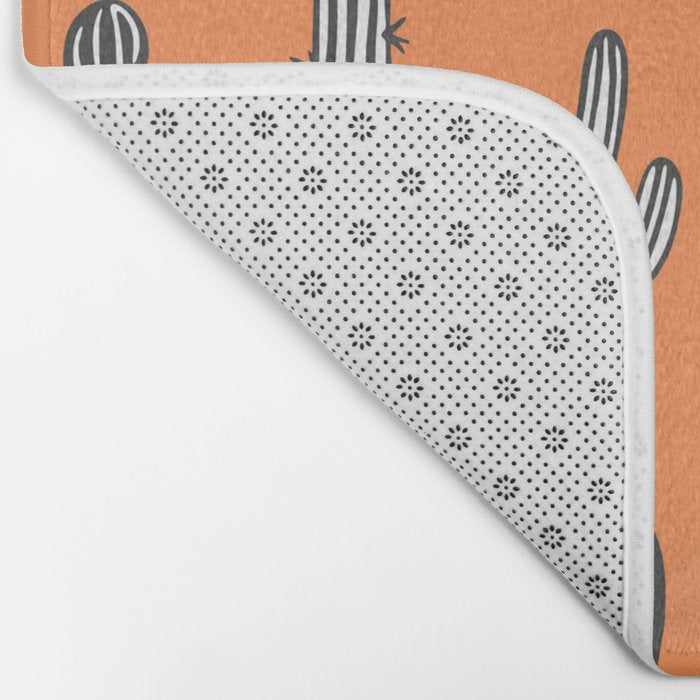 Retro hand drawn cactus plant pattern Bath Mat Gallery Image 2
