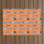 Retro hand drawn cactus plant pattern Outdoor Rug Gallery Image 1