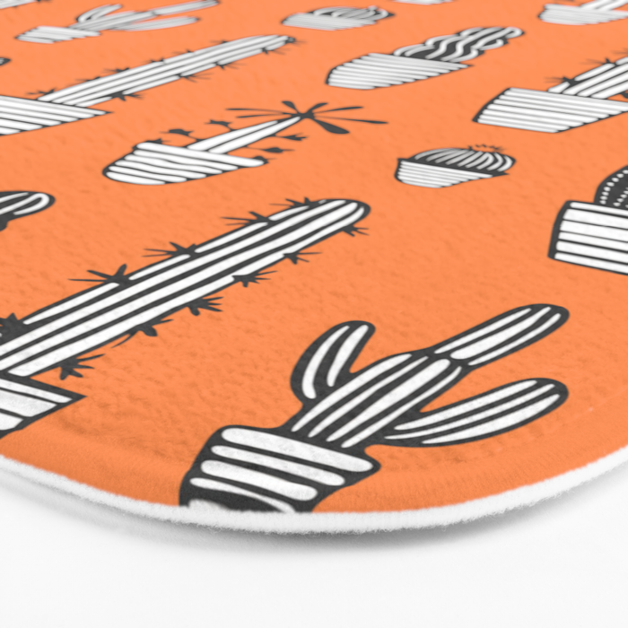 Retro hand drawn cactus plant pattern Bath Mat Gallery Image 3