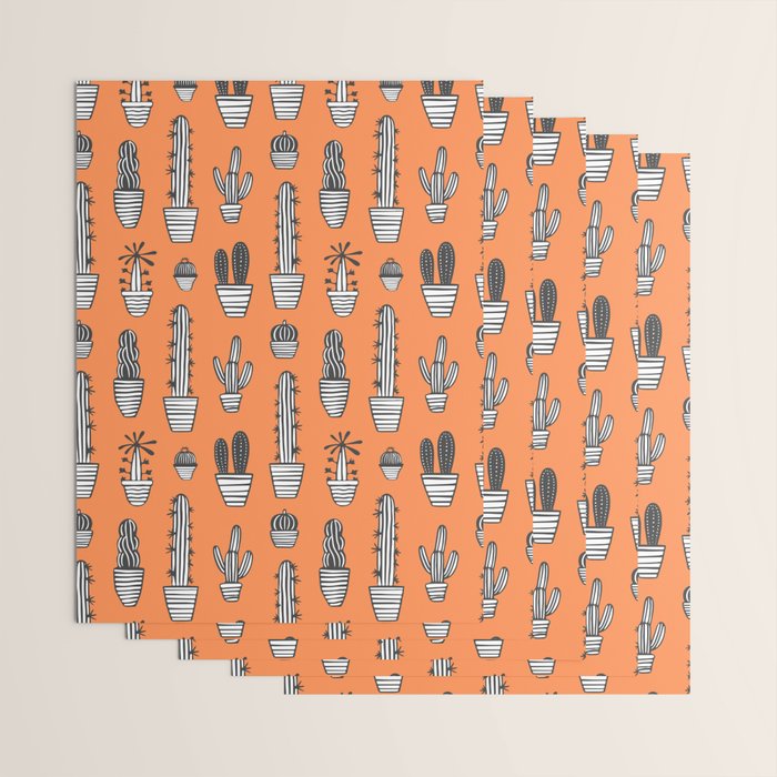 Retro hand drawn cactus plant pattern Wrapping Paper Gallery Image 3