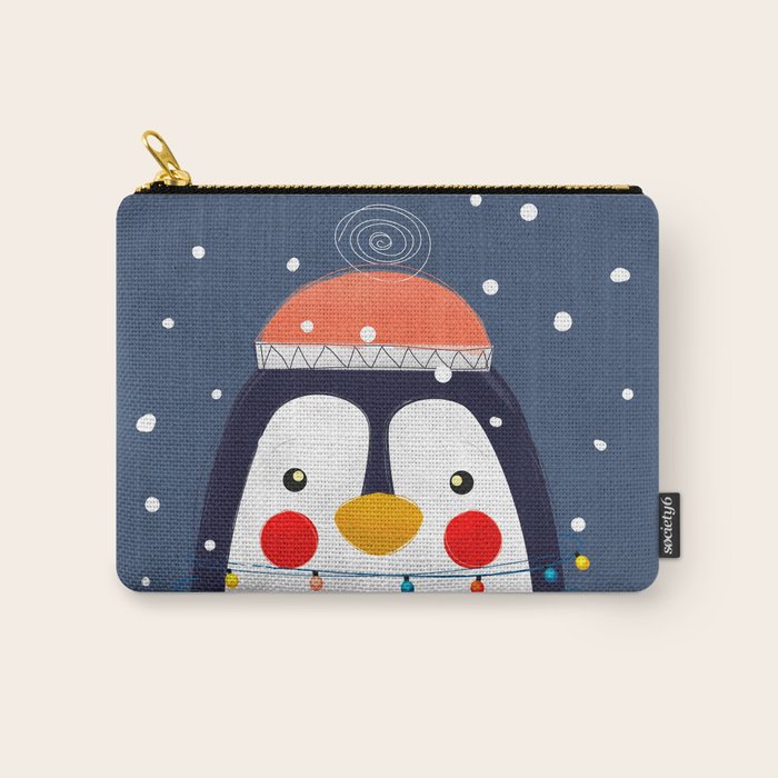 Christmas Penguin with fairy lights no2 Carry All Pouch Gallery Image 1
