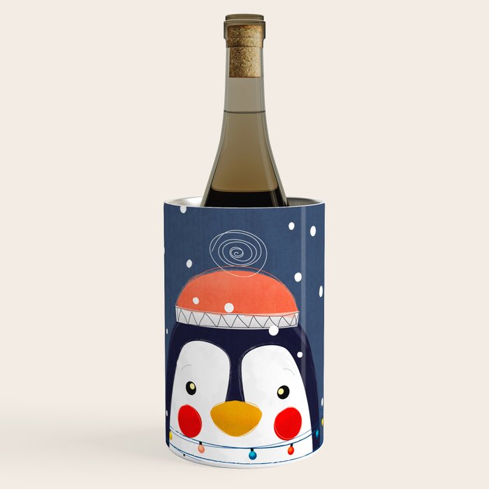 Christmas Penguin with fairy lights no2 Wine Chiller Gallery Image 1